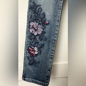 St. John's Bay Blue Ankle Cropped Jeans with Floral Embroidery